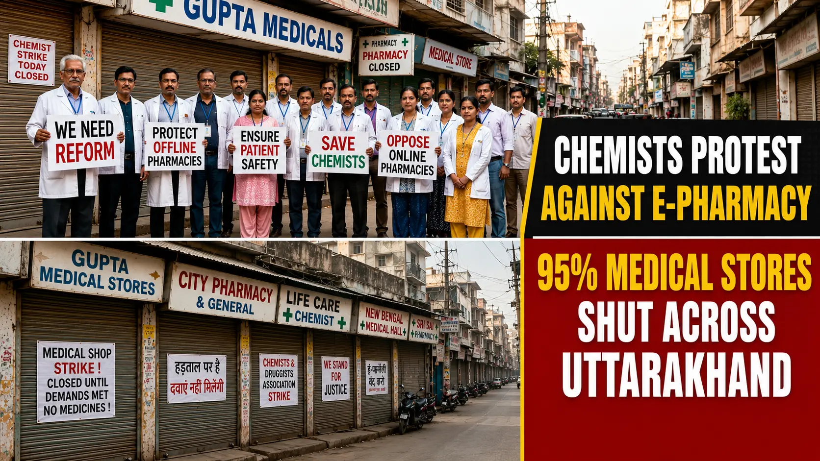 E-Pharmacy Protest in Uttarakhand, 95% Medical Stores Shut; FDA on Alert