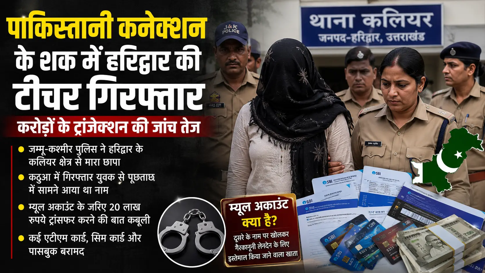 पाकिस्तानी कनेक्शन और संदिग्ध ट्रांजेक्शन मामले में हरिद्वार की टीचर गिरफ्तार
