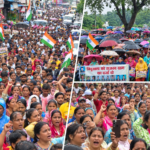 बिंदुखत्ता को राजस्व गांव बनाने की मांग तेज, भारी बारिश में ग्रामीणों ने निकाली रैली